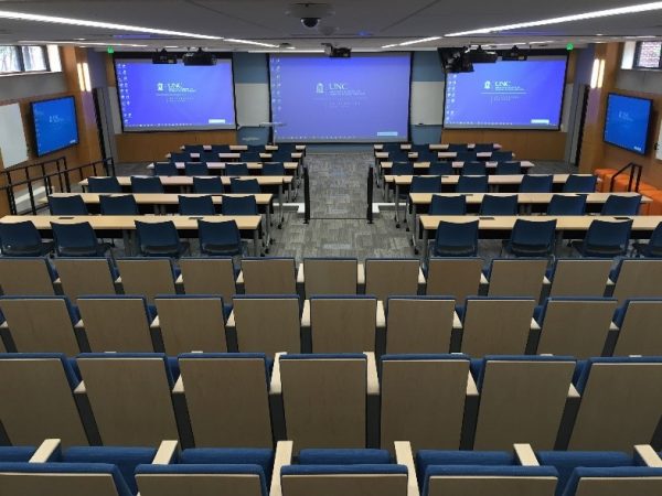 Photo of Joan Heckler Gillings Auditorium at the UNC Gillings School of Global Public Health