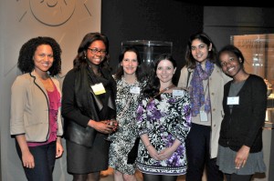 Roslyn Jonson (second from left), president of the D.C.-area chapter of the School's Alumni Association, gathered with friends at the D.C. event.