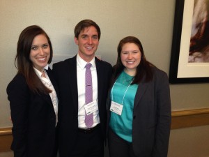 Jennifer Moore, Christopher Coughlin and Callan Blough (l-r) took first prize at the University of Alabama at Birmingham case competition this year, an event at which our HPM students are usually finalists.
