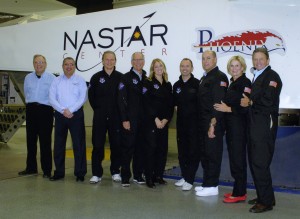 Holzworth, fourth from left, poses with his partners-in-training at the National Aerospace Training and Research (NASTAR) Center. (Photo courtesy of Virgin Galactic)