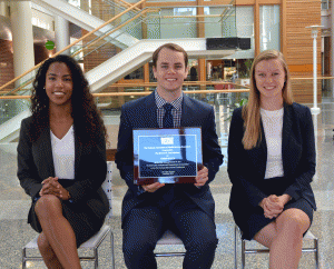 (L-R) Yamira Maldonado, Mark Travis and Emily Tierney were third-place winners at the 2016 NAHSE case competition.