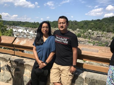 Zunaid takes in the view with his wife, Rashida, during a recent road trip to Great Falls, Virginia. (The couple met in college; they've been married for 15 years.)