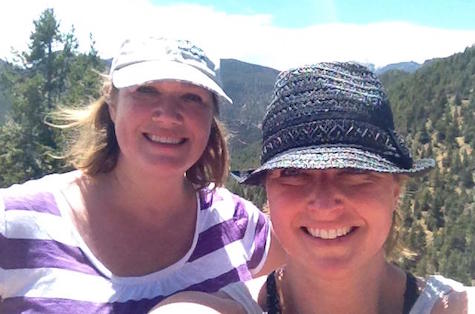 Katie (left) and her sister Karen pause for a selfie during a hiking and biking vacation in Colorado.