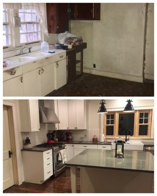 The work done is apparent is before-and-after shots of the kitchen (which Rachel says is still far from finished).