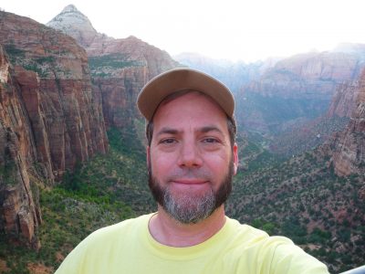 Tom enjoys the view from the Canyon Overlook Trail in Utah's Zion National Park.