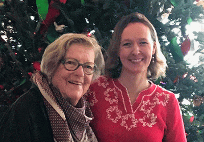 Dr. Rebecca Fry (right) poses with Dr. Carol Angle in December 2017.