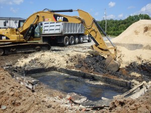Soil contaminated with PAHs is extracted from the site of a former manufactured gas plant in High Point, NC. Photo courtesy NC DENR. 