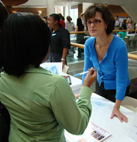 Dr. Dianne Ward speaks with students.