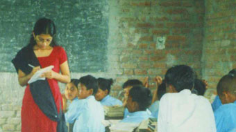 Ushma Mehta teaches a science class in Nepal.