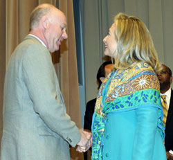 Dr. Jamie Bartram and U.S. Secretary of State Hillary Rodham Clinton
