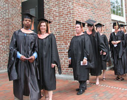 Photograph of students lining up for commencement