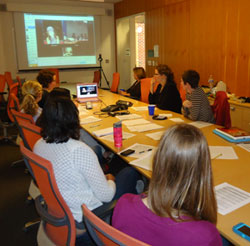 UNC public health students engage in the videoconference.