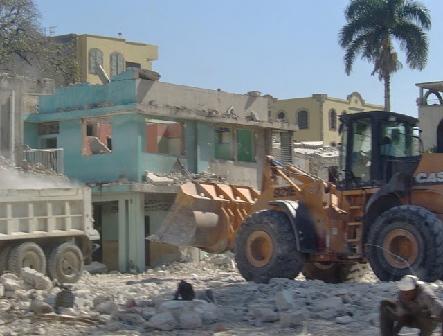 Debris being removed after the earthquake in Haiti.