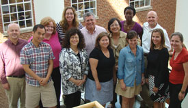 Members of the 2010-2011 cohort in the executive doctoral program posed in the atrium last August.