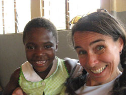 Rose Hoban, with child in Malawi