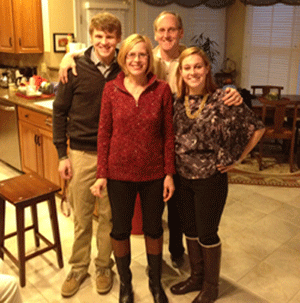 The School will always claim the Merrills as Tar Heels, even though they live in Virginia. Pictured (l-r) are Hamilton, Teri, Mark and Madeline (UNC class of 2013).