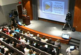 Audience members await the start of the National Health Equity Research Webcast on June 4.