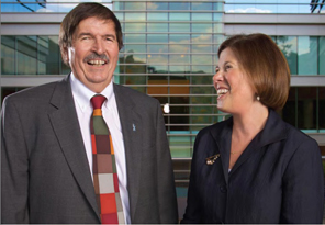 Dr. H. Shelton Earp, left, director of the UNC Lineberger Comprehensive Cancer Center, and Dr. Barbara K. Rimer, dean of the UNC Gillings School of Global Public Health, are looking forward to the opening of the new N.C. Cancer Hospital. Both have spent much of their public health careers advancing cancer research.