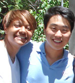 Alicia Stokes (left) and Andrew Koo, in Haiti