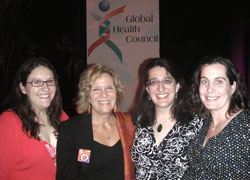 Photograph of Dr. Peggy Bentley (second from left) with winning students