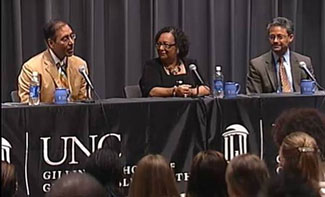 Conference panelists (l-r) Dr. Jeffrey Henderson, Dr. Cookie Newsom and Dr. Brian Smedley respond to questions from the audience.
