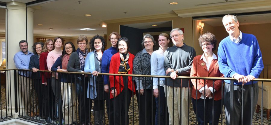 Attendees at the UNC launch of the Workplace Health Research Network were (l-r) Mr. Jason Lang, Dr. Sherry Baron, Ms. Kristen Hammerback, Ms. Jessica Madrigal, Dr. Enid Chung Roemer, Ms. Meg Pomerantz, Dr. Isabel Cuervo, Dr. Jean Abraham, Dr. Naoko Muramatsu, Dr. Laura Linnan, Dr. Emily Stiehl, Dr. Ron Goetzel, Dr. Lisa Brosseau and Dr. Jeff Harris.