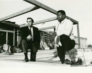 Dr. Jack Geiger (left) and John Hatch oversee construction at the Delta Health Center in Mound Bayou, Miss.