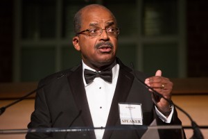 Dr. Allen Mask, health team physician at WTAL-TV in Raleigh, was master of ceremonies for the fall 2012 World of Difference dinner. (Photo by Tom Fuldner)