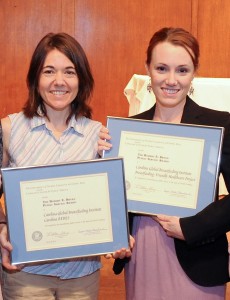 Kathy Perry and Emily Taylor accept Bryan Awards on behalf of Carolina Global Breastfeeding Institute. (Photo by Dan Sears)