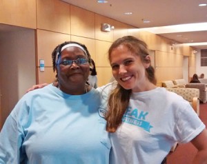 Health behavior student Lindsay Bailey (right) poses with Sharon Goldston, member of the UNC housekeeping staff, at a UNC employee appreciation banquet on Sept. 25.
