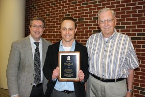 Left to right: Michael R. Kosorok, W.R. Kenan, Jr. Distinguished Professor and chair of the biostatistics; Michael L. Pennell, PhD, Grizzle Award Winner; James E. Grizzle, PhD, former chair of biostatistics