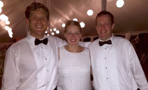 Johnston (right) celebrates with his siblings at his sister's wedding. (Contributed photo)