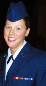 Marie Callahan smiled in her Air Force dress blues in 2008.