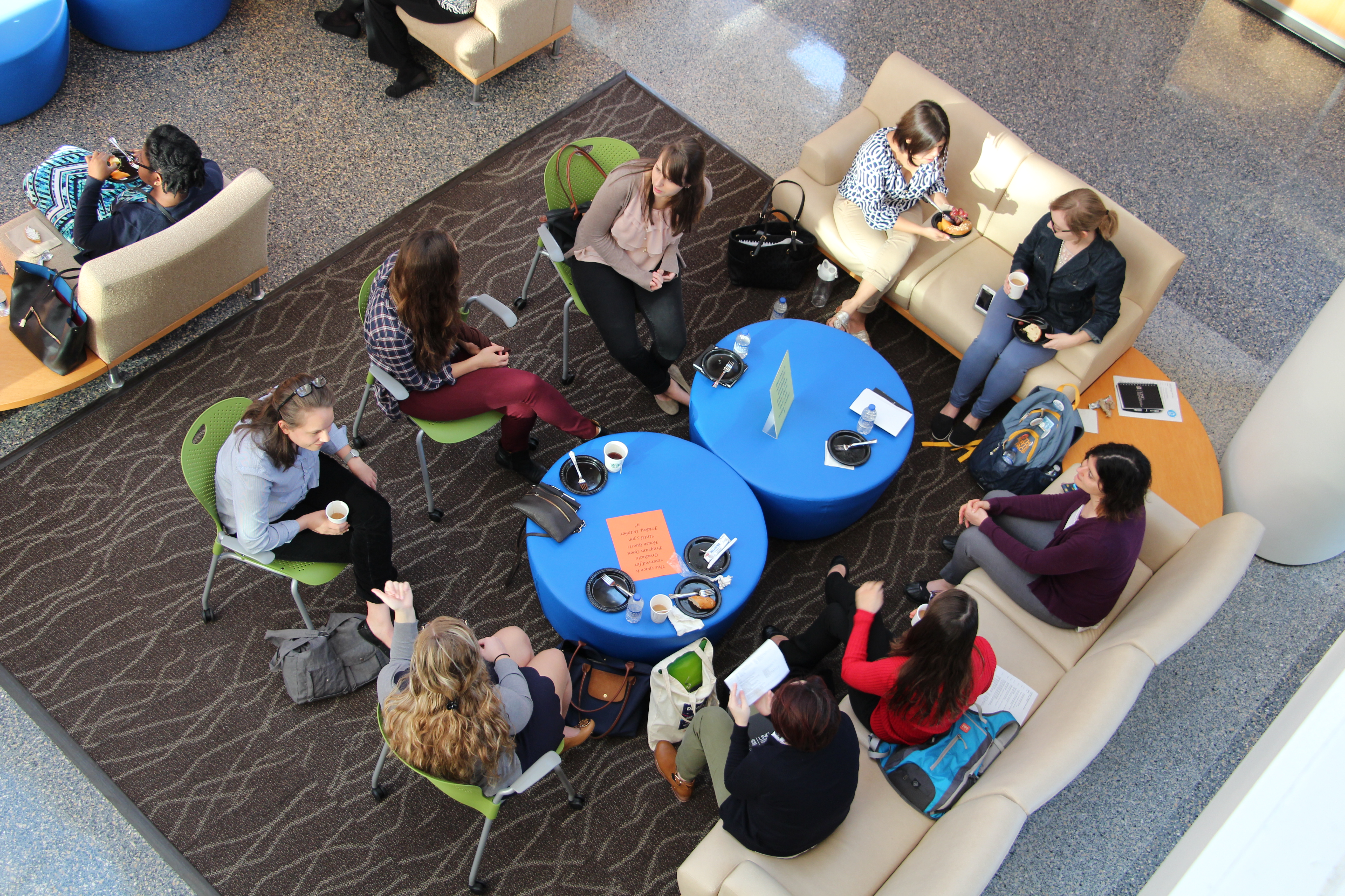 Armfield Atrium encourages academic collaboration with flexible furniture arrangements.