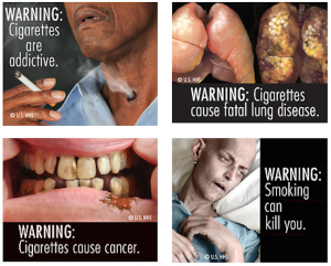 These images represent four of the pictorial warnings used in the study.
