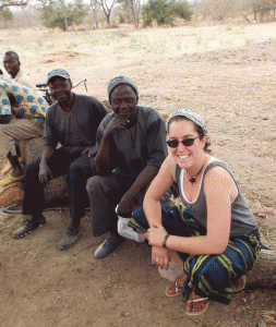 photo, Charlotte Lane, with villagers in Burkina Faso