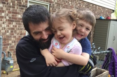 Matt shares a group hug with his kids, Rosie and Johnny. (Contributed photo)