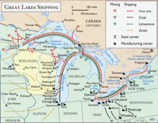 Great Lakes - Primary commodities shipped in the Great Lakes