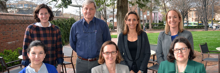 Members of Dr. Rebecca Fry’s team at the Institute for Environmental Health Solutions are (l-r) Zamira Gleason, Dr. Hazel Nichols, Dr. Mirek Styblo, Dr. Fry, Dr. Ilona Jaspers, Dr. Tracy Manuck and Lisa Smeester.