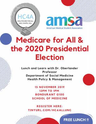 Flyer for Medicare for All and the 2020 Presidential Election