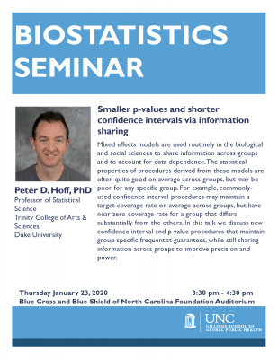 Flyer for Biostatistics Seminar with Peter Hoff