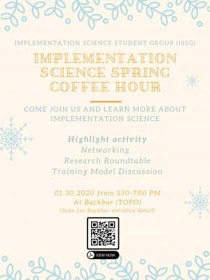 Flyer for Implementation Science Spring Coffee Hour