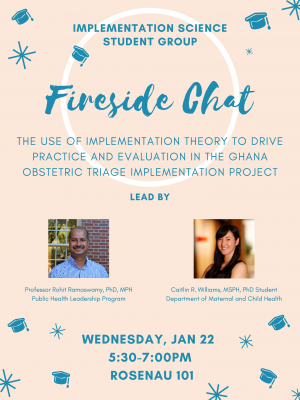Flyer for Implementation Science Student Group Fireside Chat