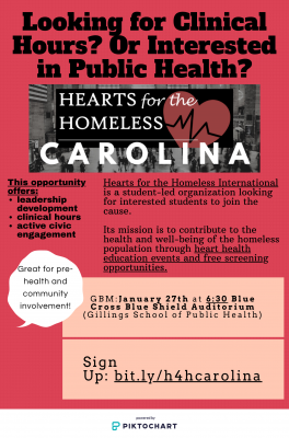 Flyer for Hearts 4 the Homeless Carolina