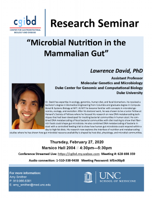 Flyer for Lawrence David lecture