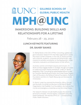 Flyer for MPH@UNC Immersions