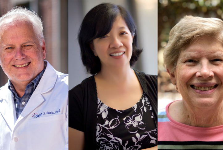 From left: Drs. Ralph Baric, Jenny Ting and Virginia Gray