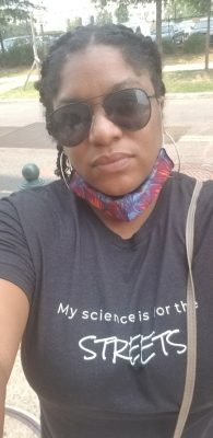 Dr. Barber's shirt reads, "My science is for the streets."