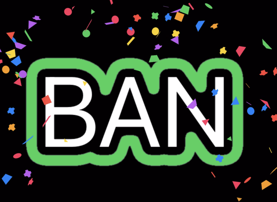 When the user drags the word BAN over the bubble outline, confetti appears.
