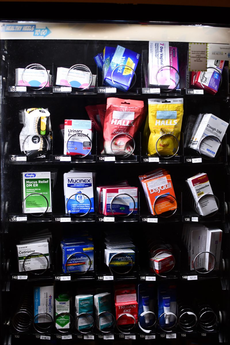 The new Healthy Heels 2 Go vending machine offers popular over-the-counter health care products.